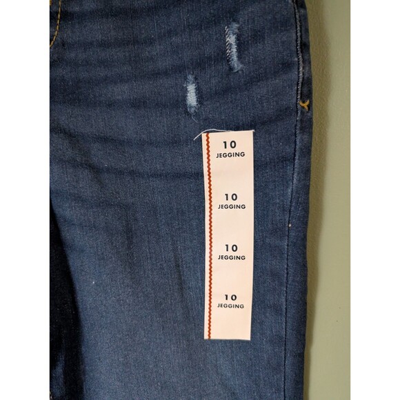 Cat & Jack Girls Sz 10 Jeggings Jeans Ultimate Stretch 5-Pockets Blue Distressed - Picture 2 of 7